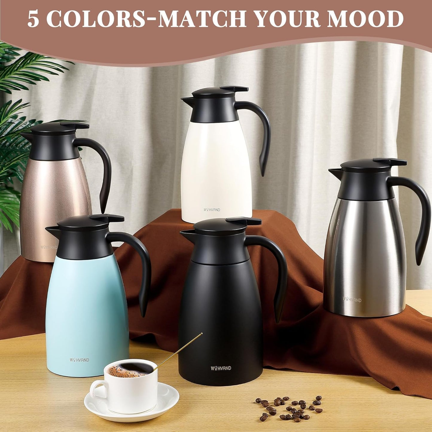 51 Oz Thermal Coffee Carafe, Stainless Steel Insulated Vacuum coffee crafts to keep coffee hot, 1.5 Liter Tea Water Coffee and Beverage Dispenser (Copper)