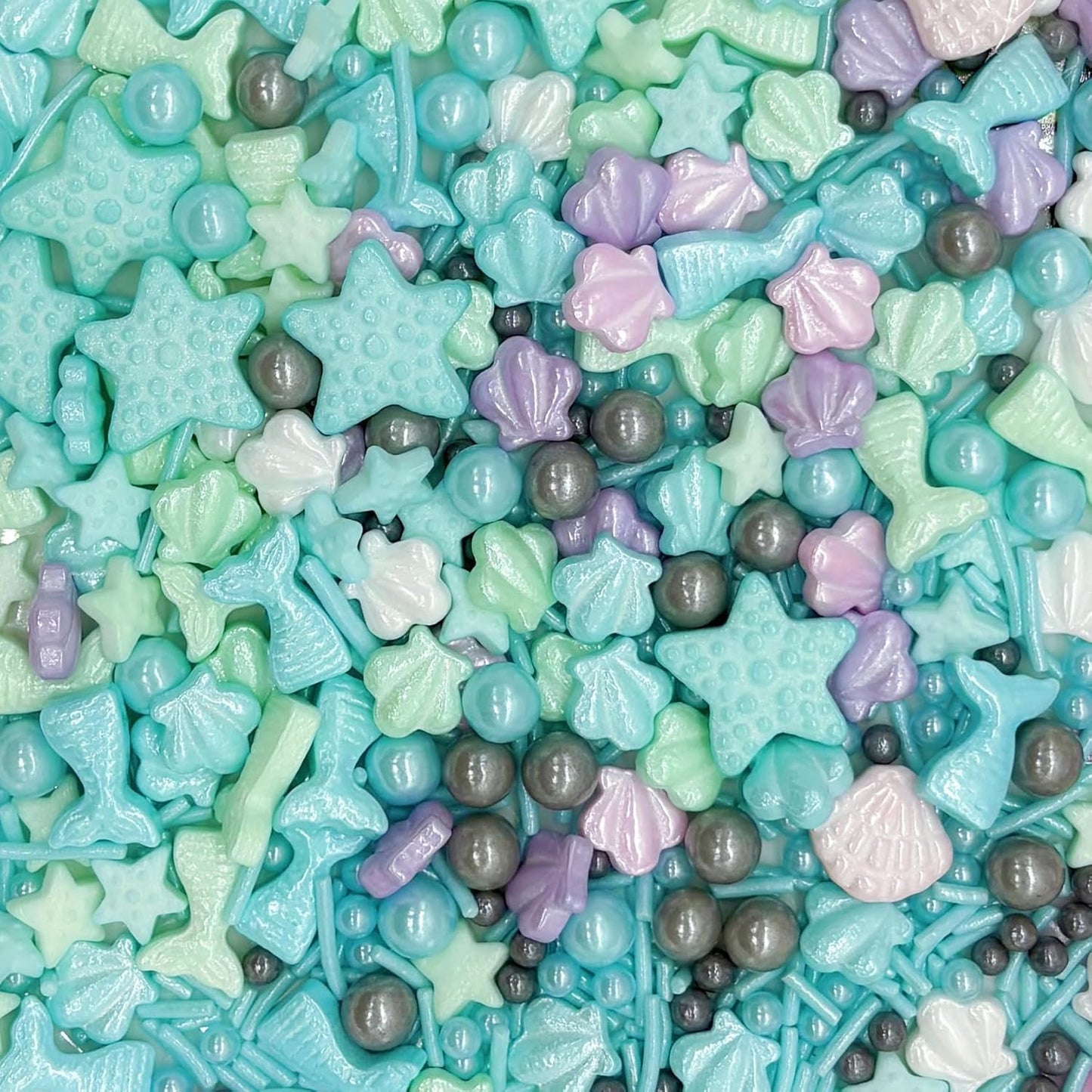 Dynastang Ocean Theme Sprinkles Starfish & Shell Mixed Style Edible Cake Decorations Cupcake Toppers Cookie Perfect for Cakes, Cupcakes, Desserts Toppings 3OZ