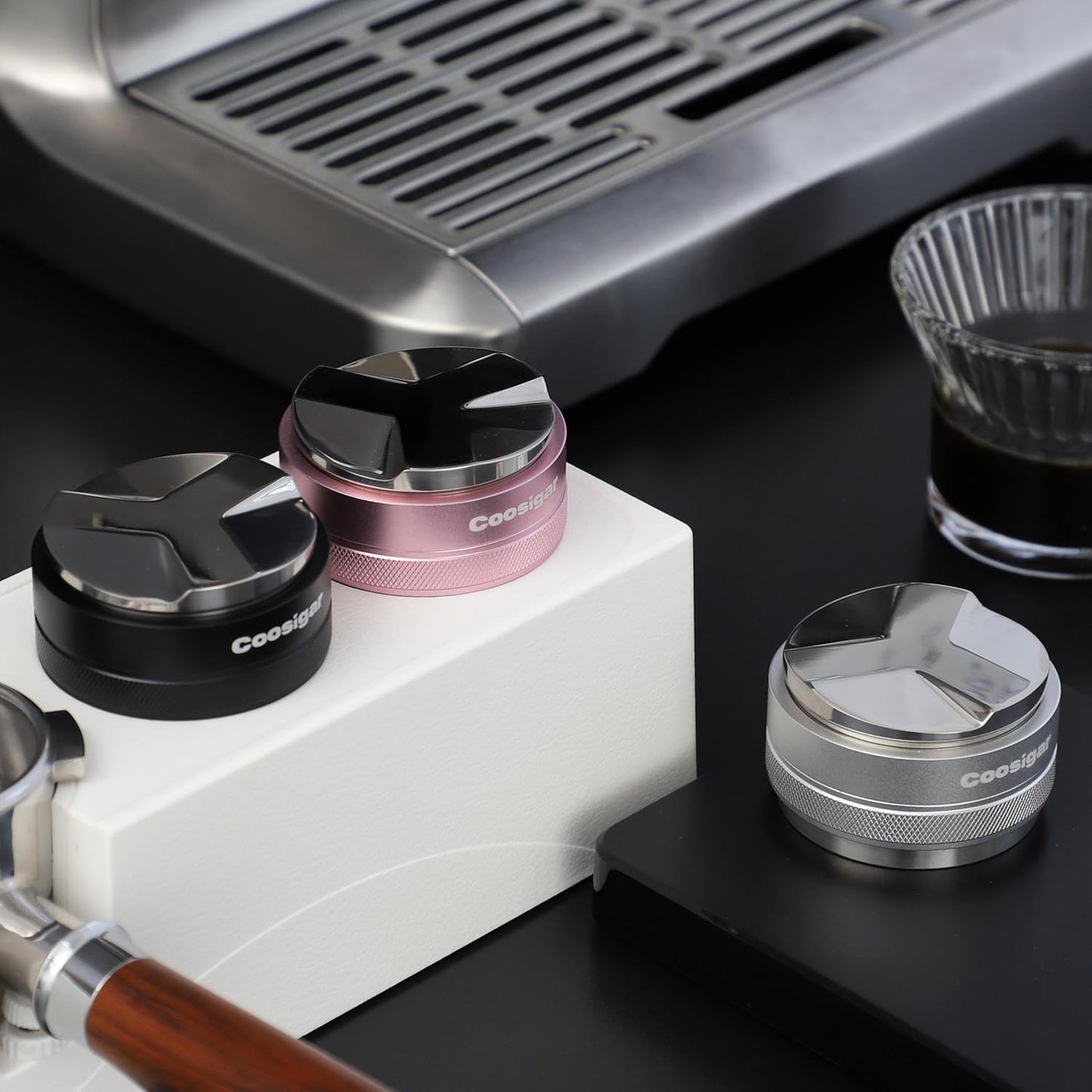 58mm Coffee Distributor and Tamper,Dual Head Coffee Leveler Fits for Gaggia E61 58mm Portafilter,Professional Espresso Hand Tamper.(Silver)