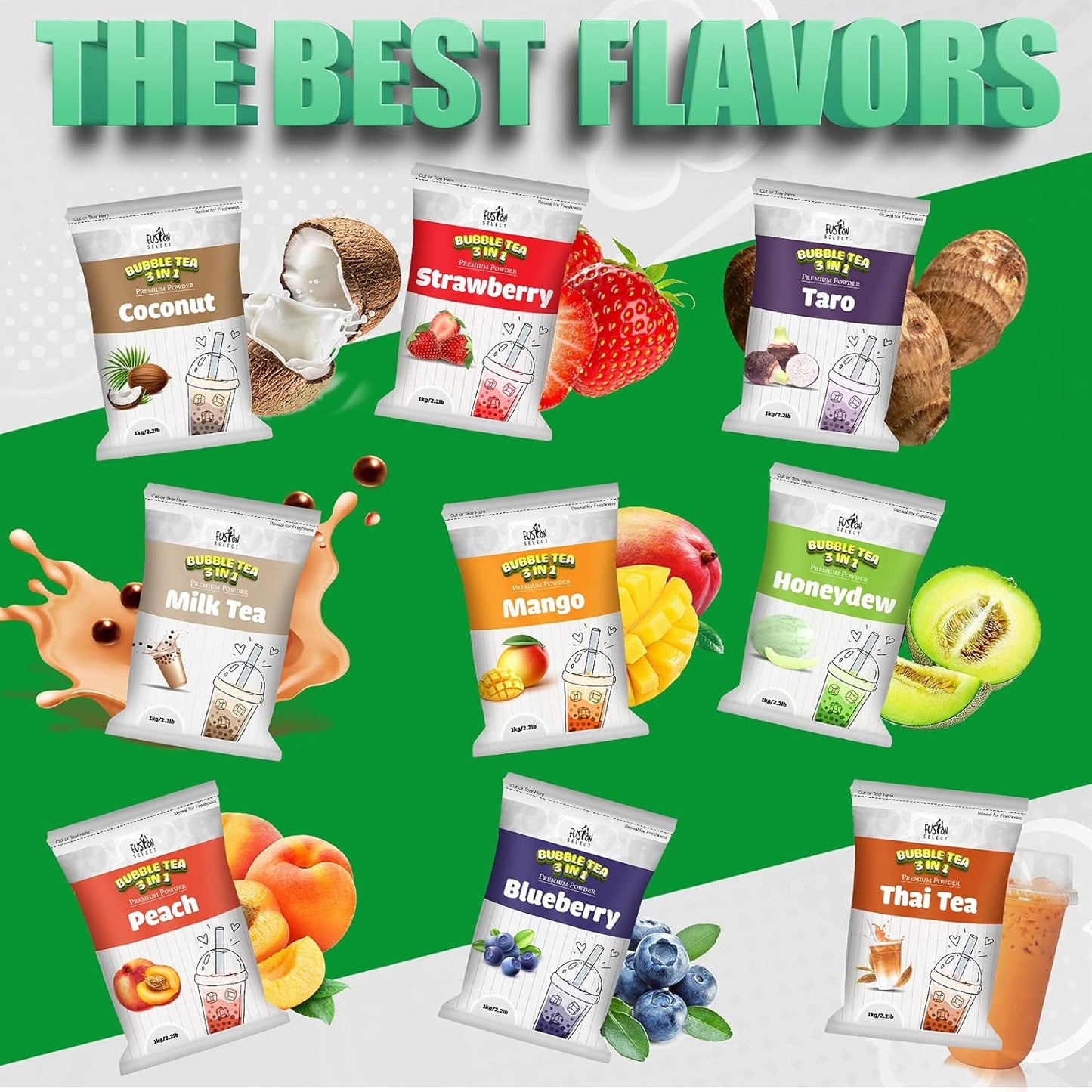 Fusion Select 2.2lb Banana MilkTea Powder For Bubble Tea, Boba Tea, 3-in-1 Drink Powder with Cream & Sugar, Smoothies - Instant Pre-Mixed Beverage for Hot or Cold Blends or Yummy Frappes