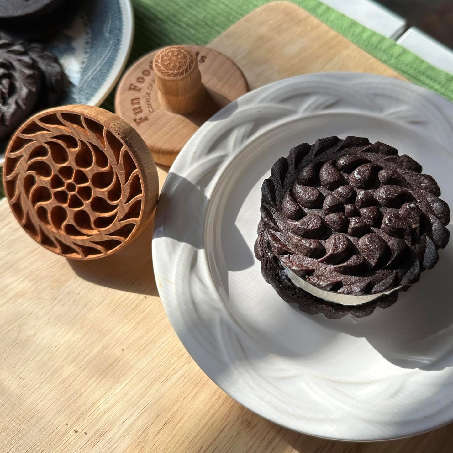 Wood Cookie Stamp, 2.5 Inch (Floral Spiral CS-043)