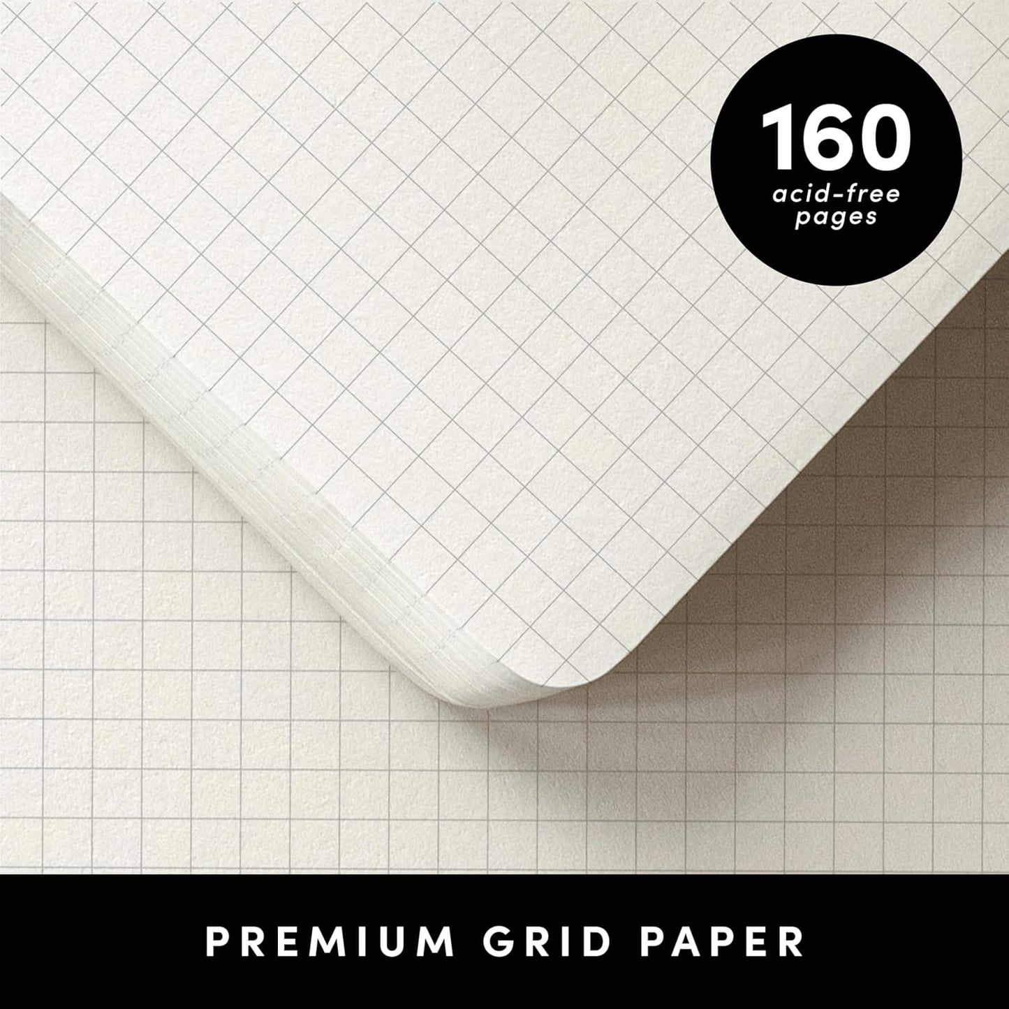 PAPERAGE Graph Paper Journal Notebook, (Dark Green), 160 Pages, Medium 5.6 in x 8 in - 100 GSM Thick Paper – Hardcover Grid Notebook for Work or School