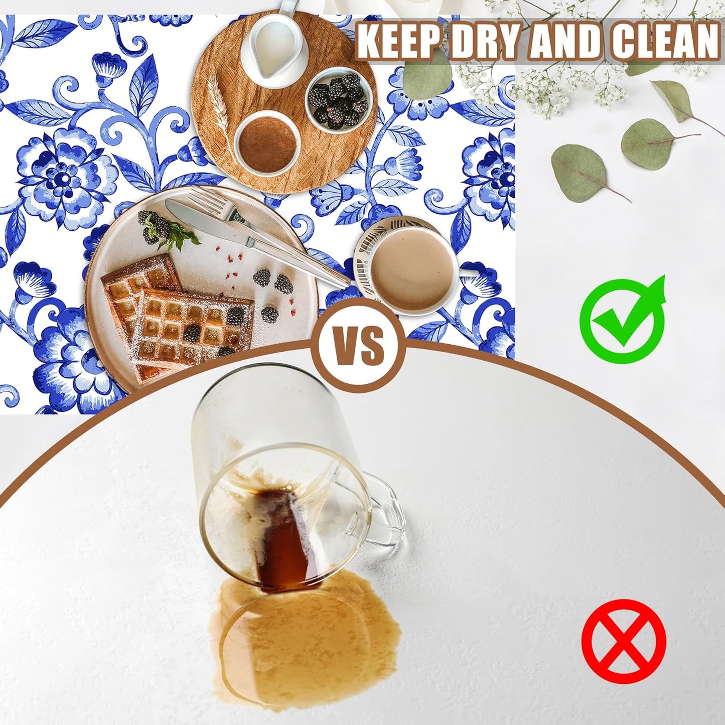 Dish Drying Mat Watercolor Blue Flowers Coffee Bar Mat for Countertop Absorbent Rubber Backed Hide Stain Dish Drainer Rack Pad Coffee Maker Espresso Machine Dining Room Decor 11.8 x 19.7 Inch