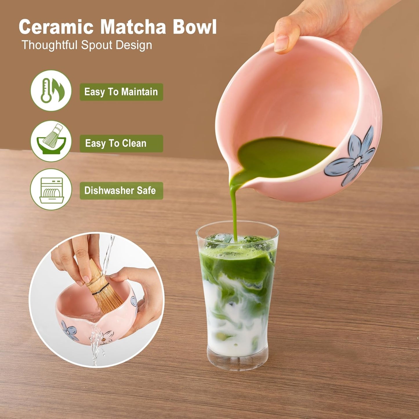 Matcha Whisk Set Pink,8pcs Matcha Set Whisk And Bowl,Matcha Kit With Bamboo Whisks,Ceramic Matcha Bowl,Sifter,Scoop,Holder,Towel,Stand,Spoon,Unique Gift for Japanese Tea Lover