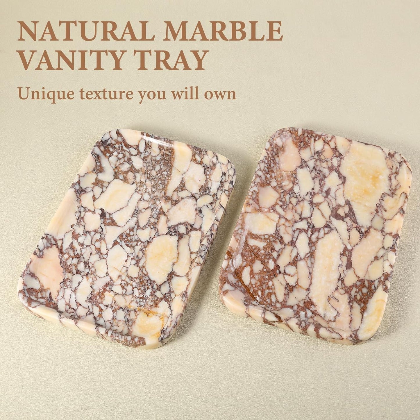 Calacatta Marble Vanity Trays, Marble Bathroom Tray Countertop, Luxury Decorative Dresser Organizer, Purple&White Natural Stone Serving Tray for Kitchen, Perfume, Jewelry Holder Storage