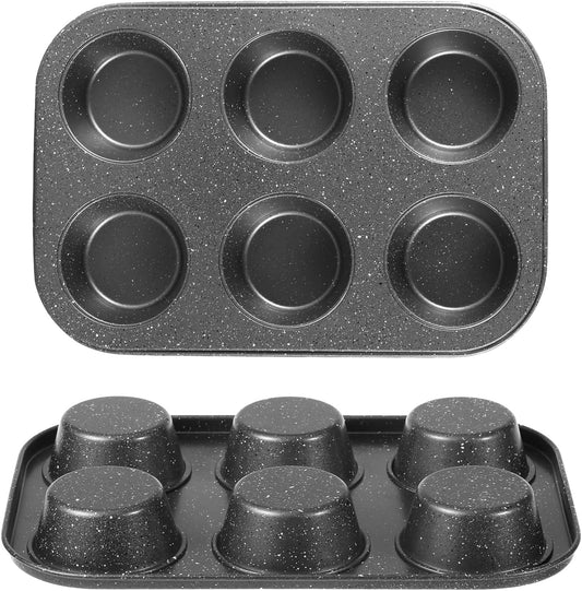 Muffin Cupcake Pan, Muffin Tins Nonstick 6, Muffin Top Cookie Cheese Cake Pan for Baking, Toast Oven Baking Supplies Small Cake Pans Muffin Cups Non Stick
