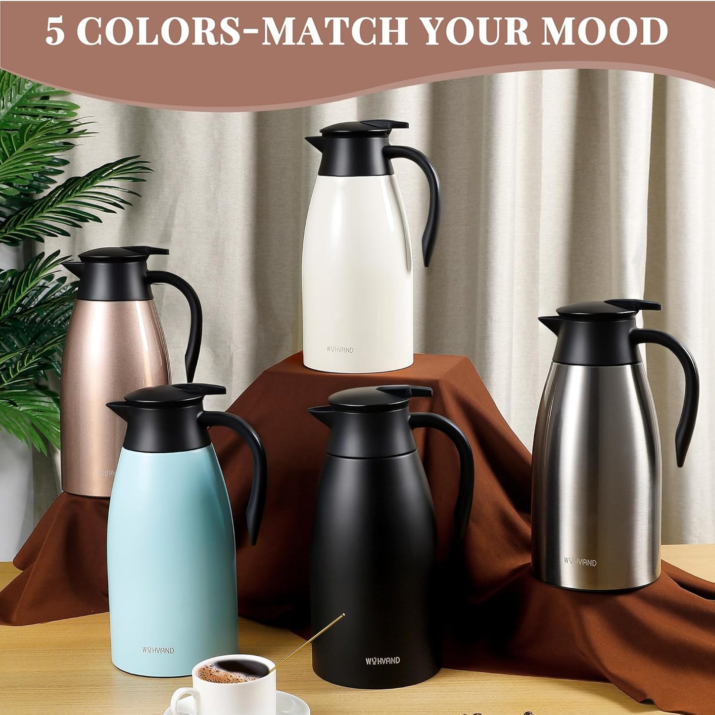 68 Oz Thermal Coffee Carafe, Stainless Steel Insulated Vacuum coffee crafts to keep coffee hot, 2 Liter Tea Water Coffee and Beverage Dispenser (Copper)