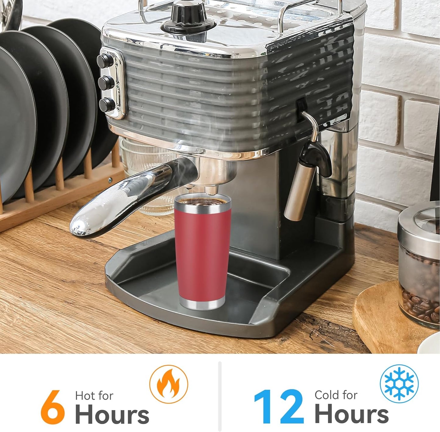 20 oz Tumbler Stainless Steel Tumblers Bulk with Lid Double Wall Insulated Coffee Tumbler Cups for Hot & Cold Drinks Powder Coated Travel Coffee Tumbler Mug Metal (Red, 12 pack)