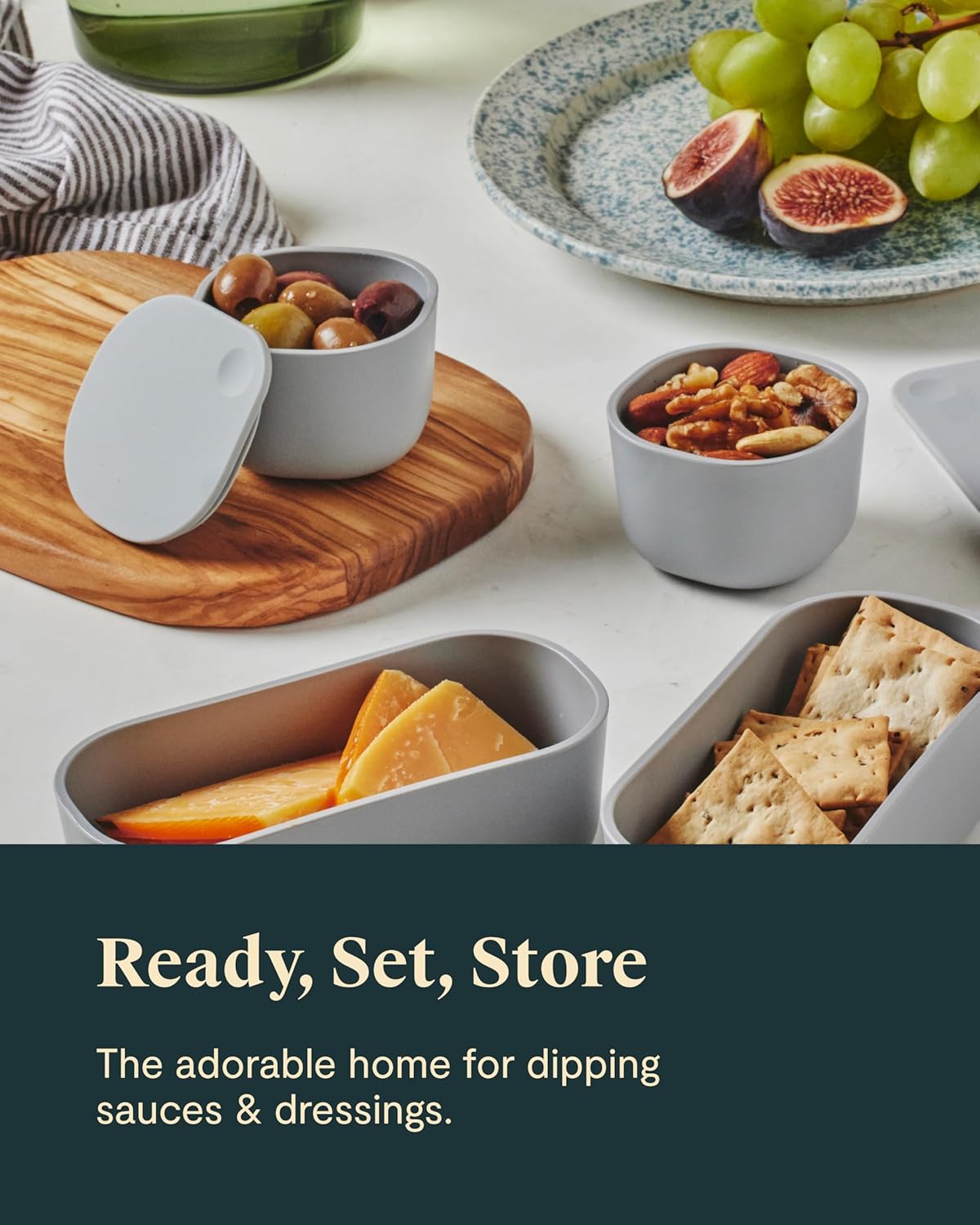 Caraway 4pc Dot Inserts - Dash Ramekins w/Lid - Easy to Store, Non Toxic - Perfect for Sauces, Garnish, & Small Snack or Sides