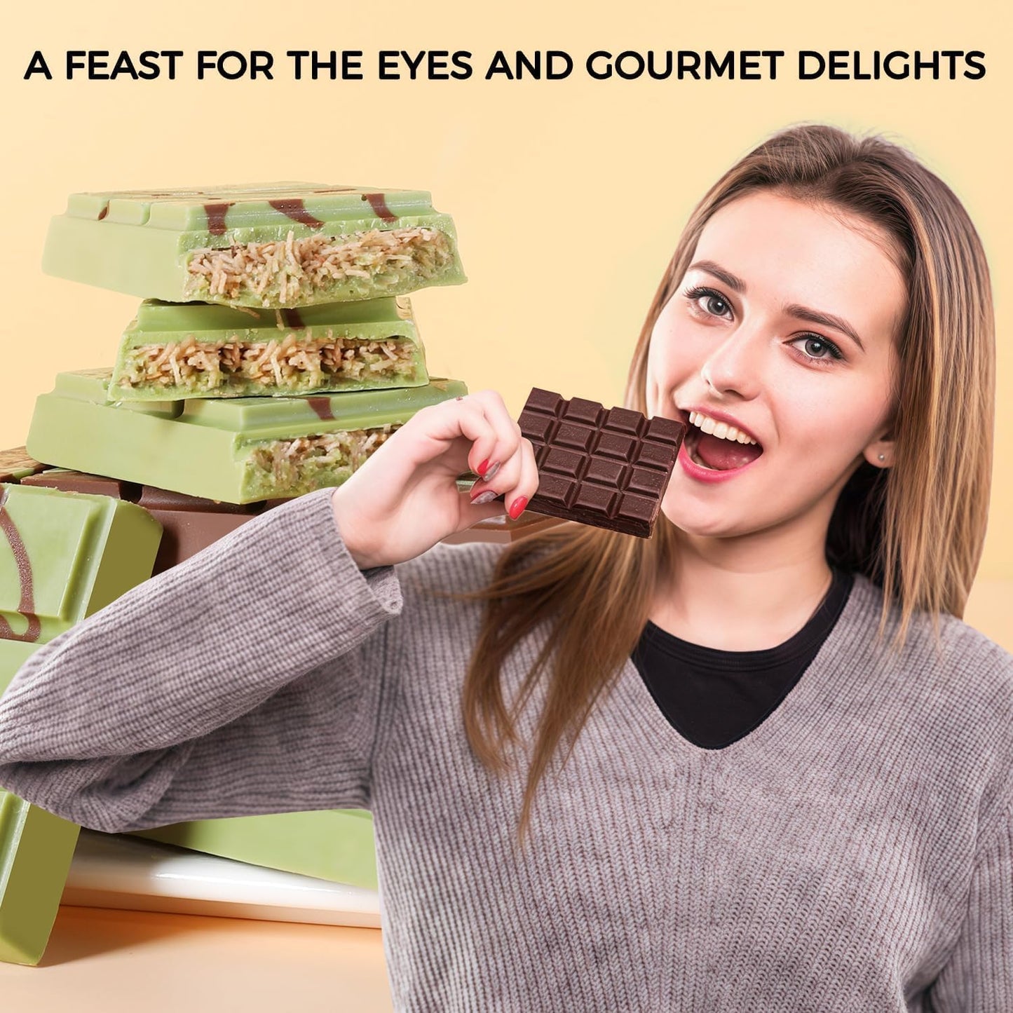 Chocolate Molds - Non-Stick Chocolate Mold, Food Grade Silicone Chocolate Bar Mold for Baking, Candy, Chocolate Snacks,DIY Homemade - Set of 4