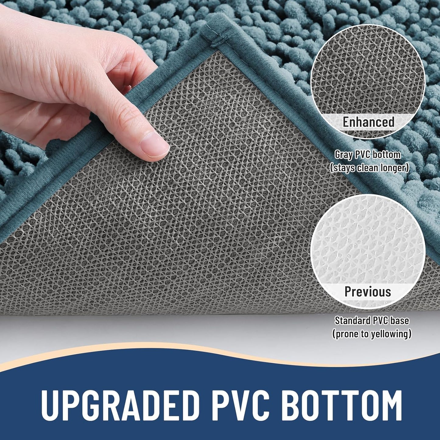 Arotive Luxury Chenille Bathroom Rug Mat, Extra Soft Thick Absorbent Shaggy Bath Rugs, Non-Slip Machine Wash Dry, Plush Bath Mats for Bathroom, Shower and Tub, 47x24, Smoky Gray