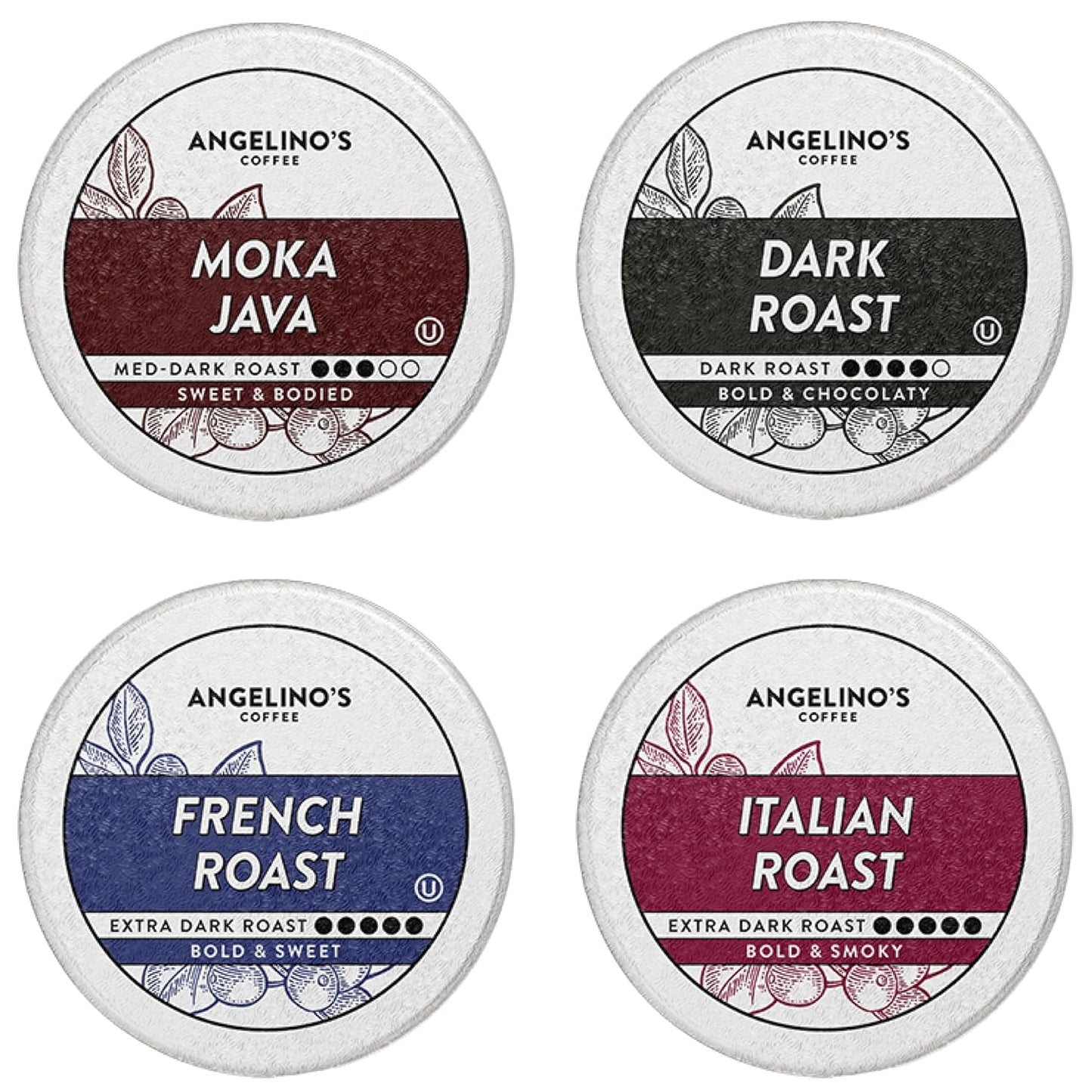 Angelino's Coffee, 96 Count, Compatible with Keurig 2.0 K-Cup Brewers (Dark Roast Variety, 96 Count)