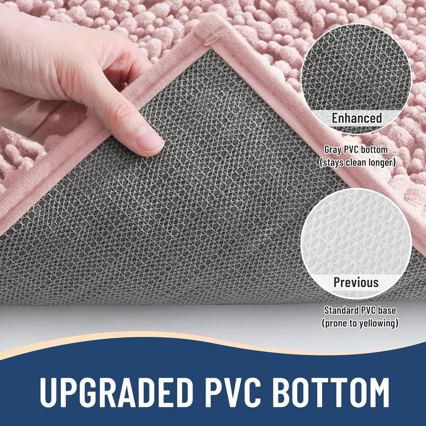 Arotive Luxury Chenille Bathroom Rug Mat, Extra Soft Thick Absorbent Shaggy Bath Rugs, Non-Slip Machine Wash Dry, Plush Bath Mats for Bathroom, Shower and Tub, 30x17, Dirty Pink