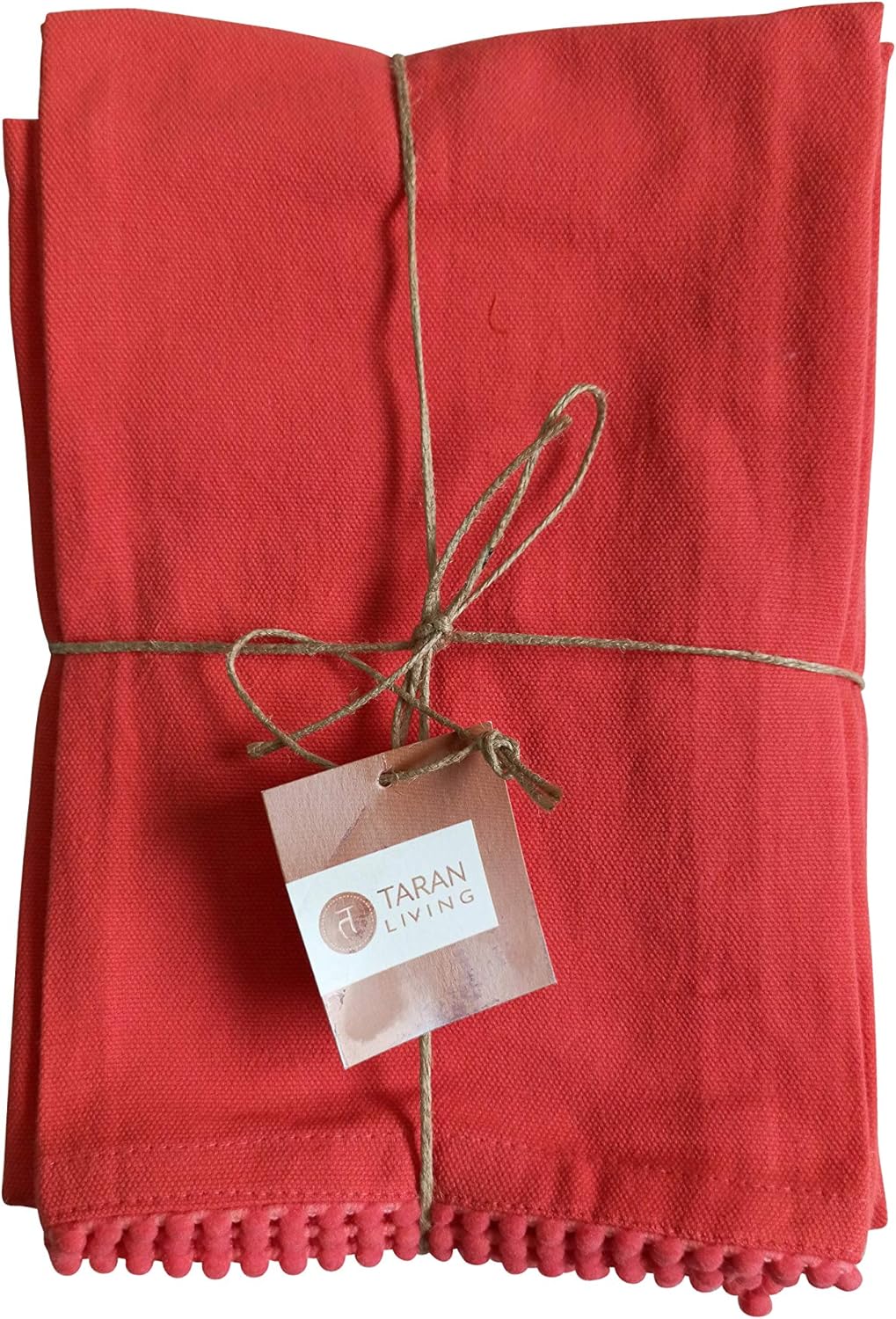 TARAN LIVING Kitchen Towels Cotton Solid Kitchen Dish Cloths Hand Towel Reusuable Dish Towel for Cleaning & Drying Tea Towels Set with Hanging Loop - 18"x28" Coral - Pack of 6