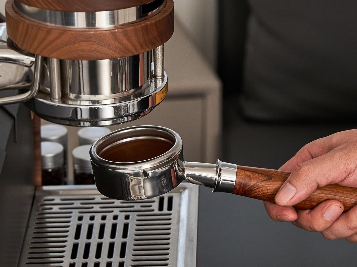 58mm Bottomless Portafilter | Fits for Gaggia machines| Stainless Steel portafilter and Mahogany Handle|Espresso Machine Accessories(Mahogany)