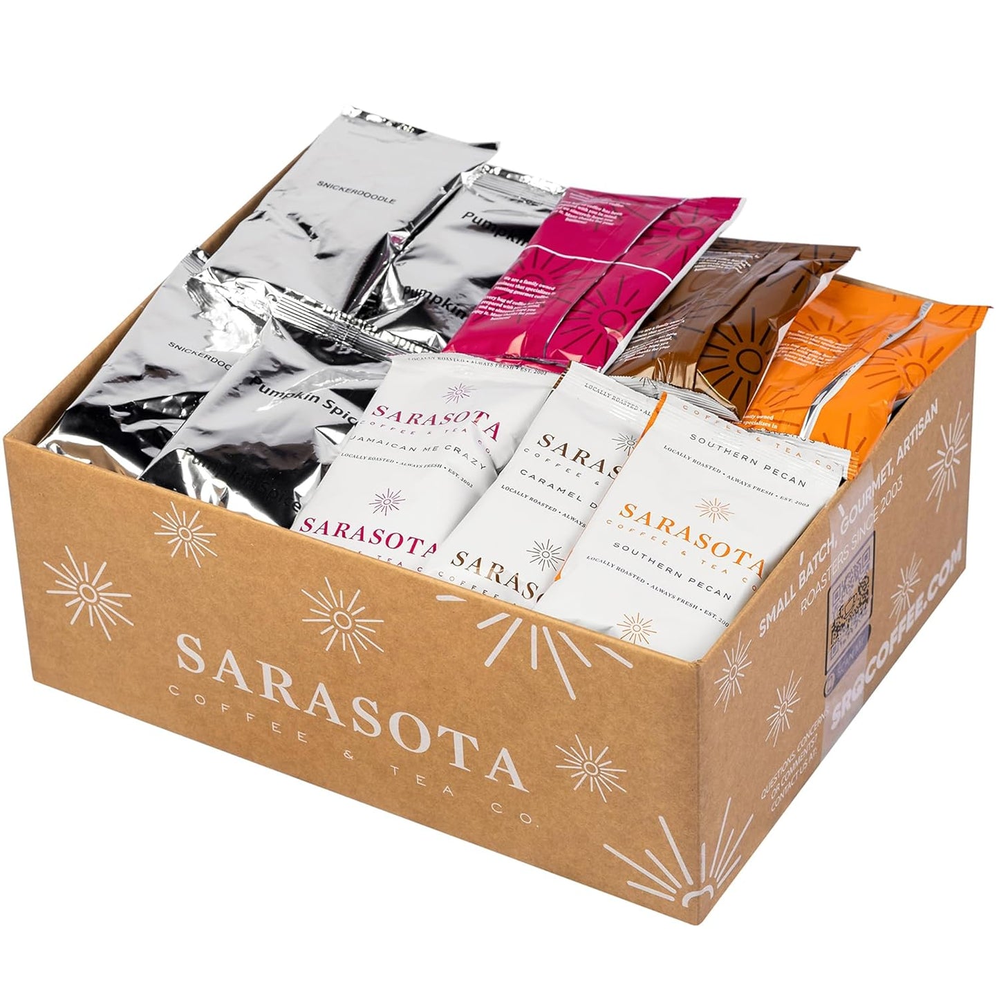 Ground Coffee | Gift Set Sampler Pack Variety Flavored Medium Roast Low Acid Mold Free Pouches | Gourmet Bulk Packets | Highest Rated Individual Premeasured Powder Bags for 12 Cup Drip Maker