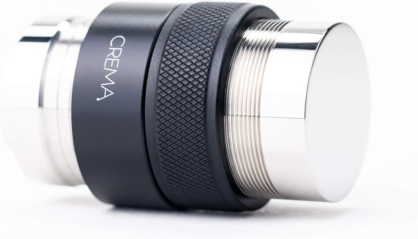 Crema Coffee Products 39.25mm Hand Tamper & Coffee Distributor V2 | Compatible with Breville Portafilters | Double-Sided, Adjustable Depth Tool | Made with Durable 304 Stainless Steel | Black