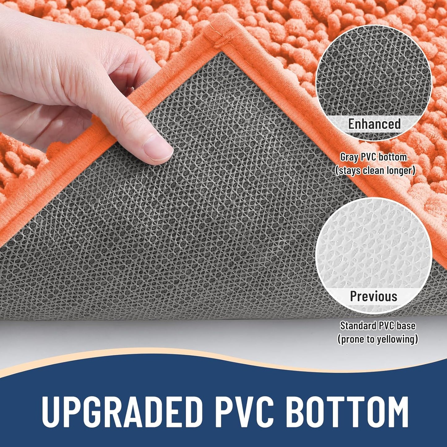 Arotive Luxury Chenille Bathroom Rug Mat, Extra Soft Thick Absorbent Shaggy Bath Rugs, Non-Slip Machine Wash Dry, Plush Bath Mats for Bathroom, Shower and Tub, 24x16, Coral