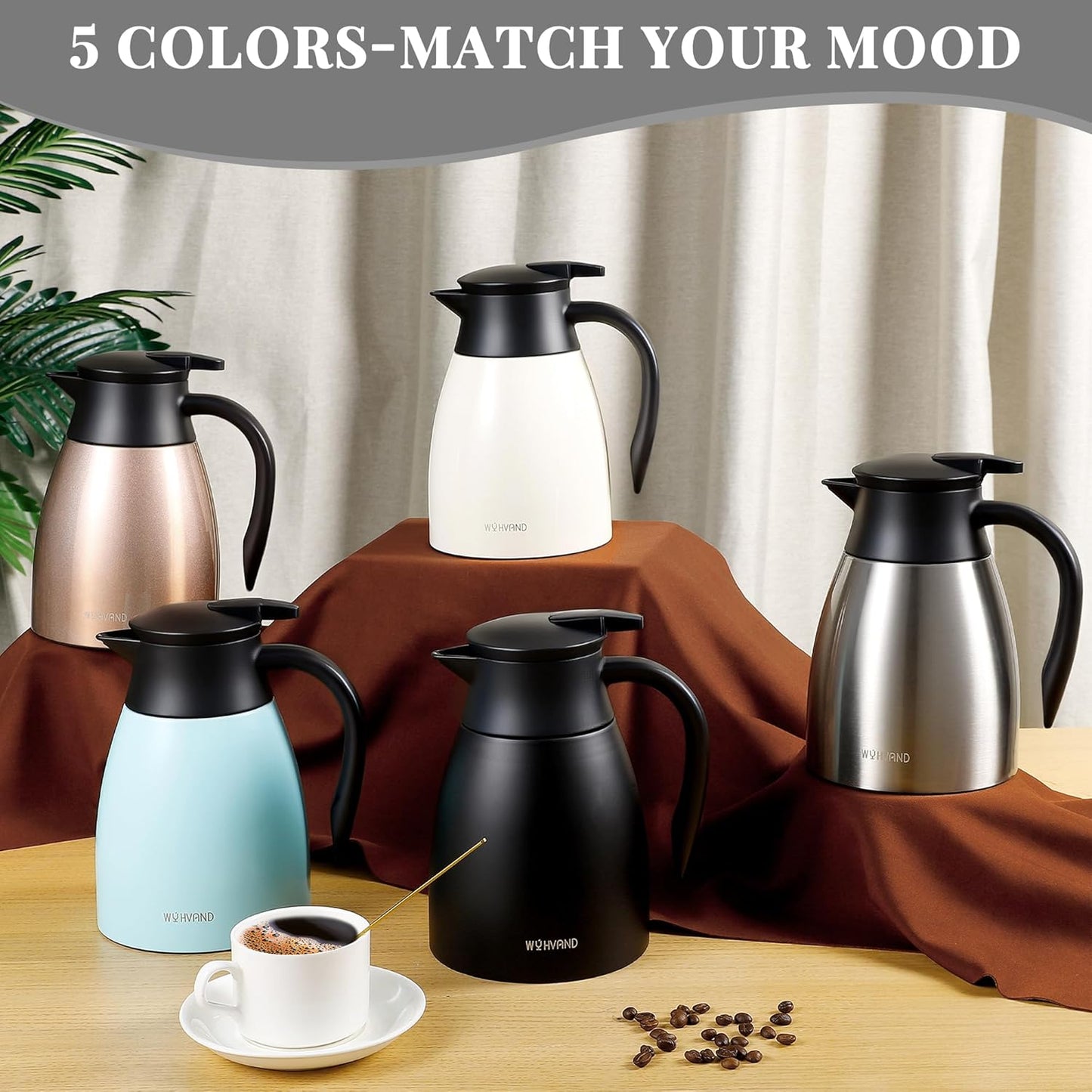 34 Oz Thermal Coffee Carafe, Stainless Steel Insulated Vacuum coffee crafts to keep coffee hot, 1 Liter Tea Water Coffee and Beverage Dispenser (Silver)