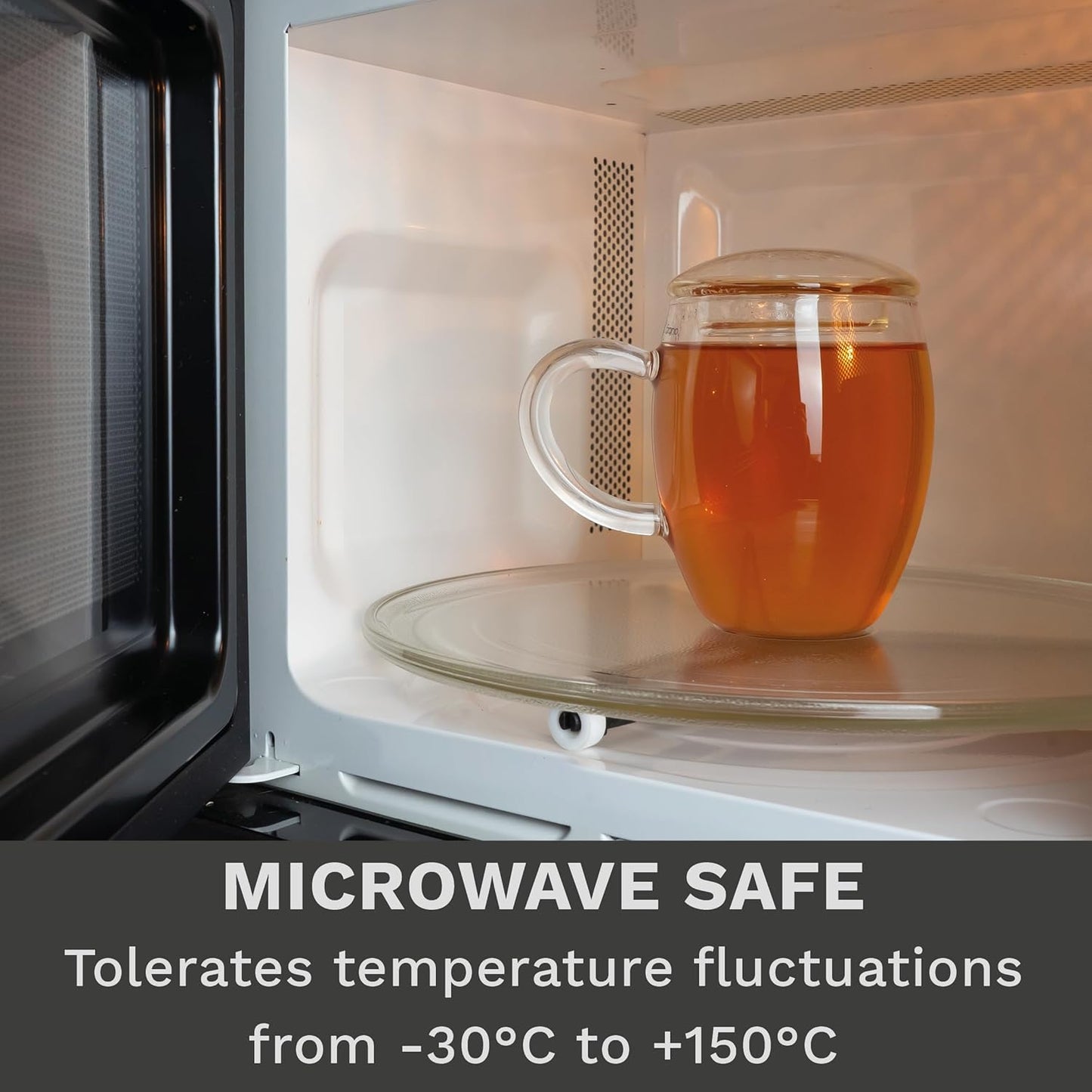 Creano 2pcs All-In-One Tea Glass with Stainless Steel Infuser and Lid - 14oz (400ml)