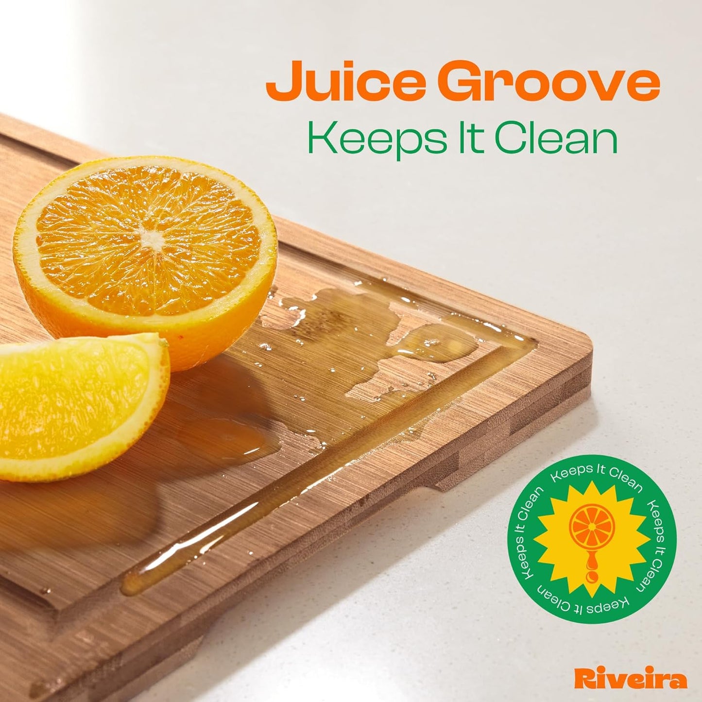 Riveira Brown Bamboo Wood Cutting Board – Gourmet Bamboo Grandeur: 20 x 14 Wooden Cutting Board – Wooden Cutting Boards For Kitchen Decorative – Innovative Juice Grooves Wooden Chopping Board