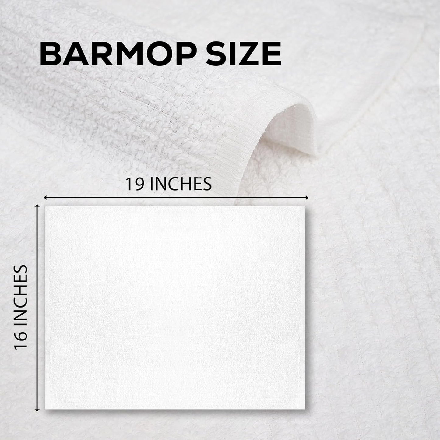 ZUPERIA Bar Mop Kitchen Towels - Pack of 12 (16"x19”) 100% Ring Spun Cotton - Dish Washcloths For Superb Cleaning and Less Lint - Highly Absorbent Dish Cloths and Dish Towels For Everyday use (White)