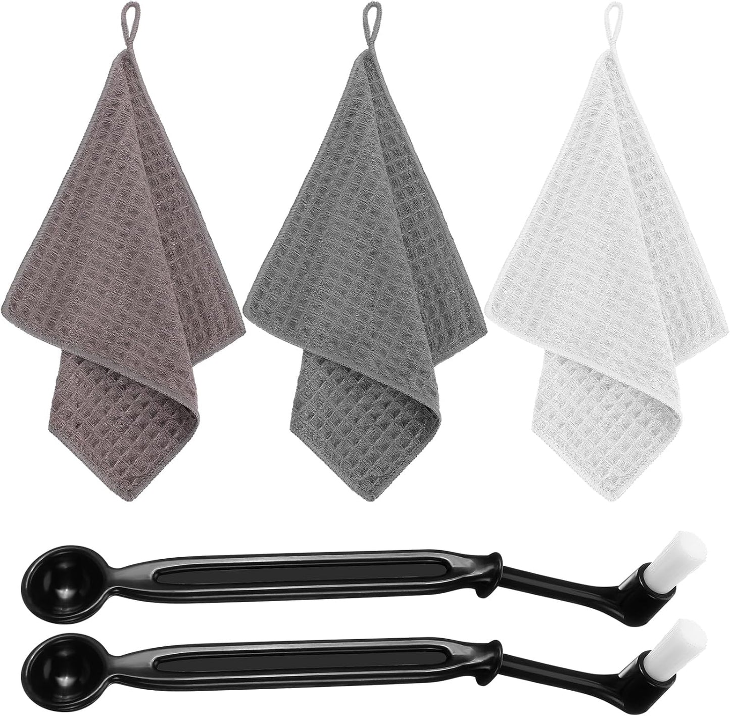 8 Pcs Espresso Machine Cleaning Accessories with 6 Coffee Towels Barista Microfiber Cloths 2 Cleaning Brush Grinder Tool with Spoon Coffee Bar Essentials for Steam Wands Countertops