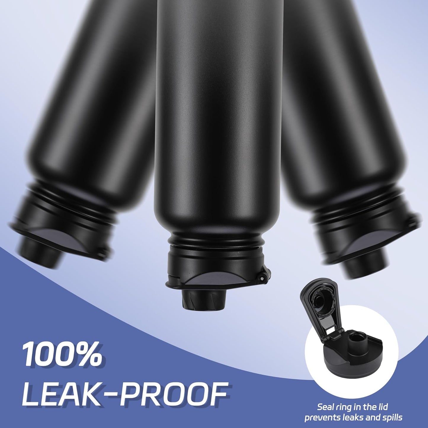 HASLE OUTFITTERS 40oz Stainless Steel Water Bottle, Vacuum Insulated Double Walled Leak Proof Sports Water Bottle with 2 Lids (Straw and Spout Lid) Thermo Mug Keep Cold and Hot(Black Gray Gradient,1)