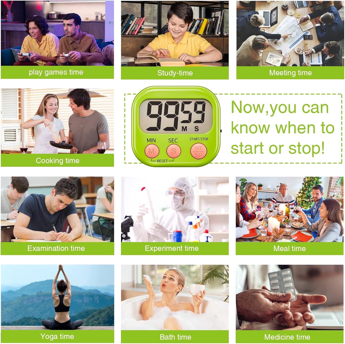 Timers,Classroom Timer for Kids,Kitchen Timer for Cooking,Egg Timer,Magnetic Digital Clock Timer for Teacher,Study,Exercise,Oven,Cook,Baking,Desk - 4 Pack