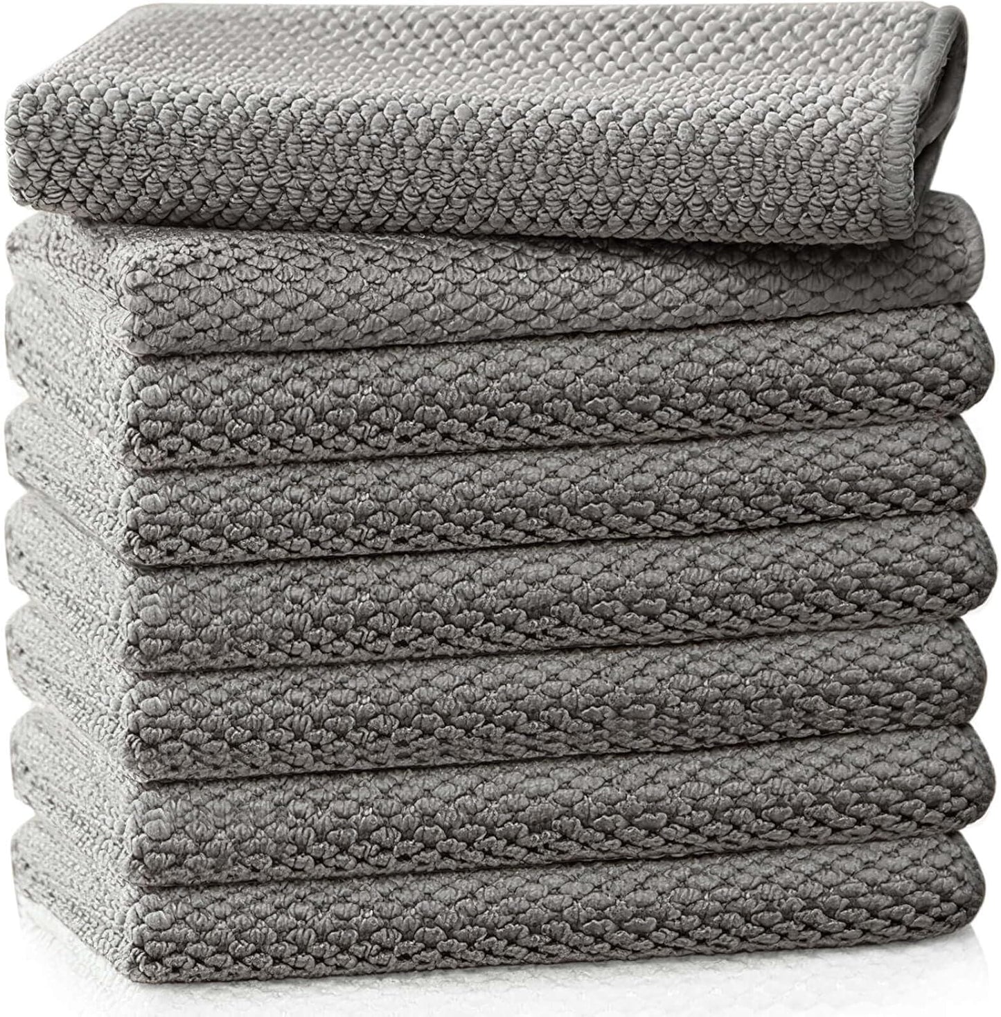 Barista Towels 8 Pack, Microfiber Coffee Cleaning Cloths for Espresso Machines, Steam Wands & Countertops – Essential Coffee Bar Accessories, 12”x12”, Grey