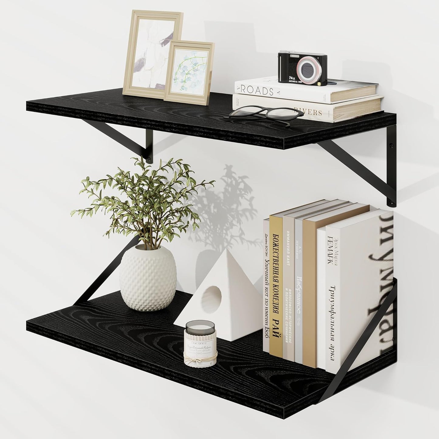 Dreamland Deep Floating Wall Shelves, Black Shelf, Large Floating Shelf 12 * 24 inchSet of 2 Bathroom Wall Shelves Bookshelf for Living Room Bedroom Home Office