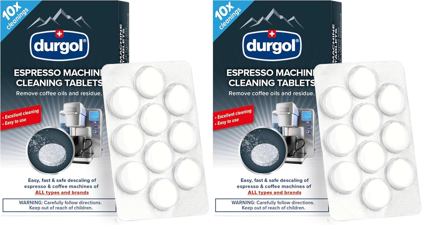 Durgol Espresso Machine and Coffee Maker Cleaning Tablets, 10 count (Pack of 2)