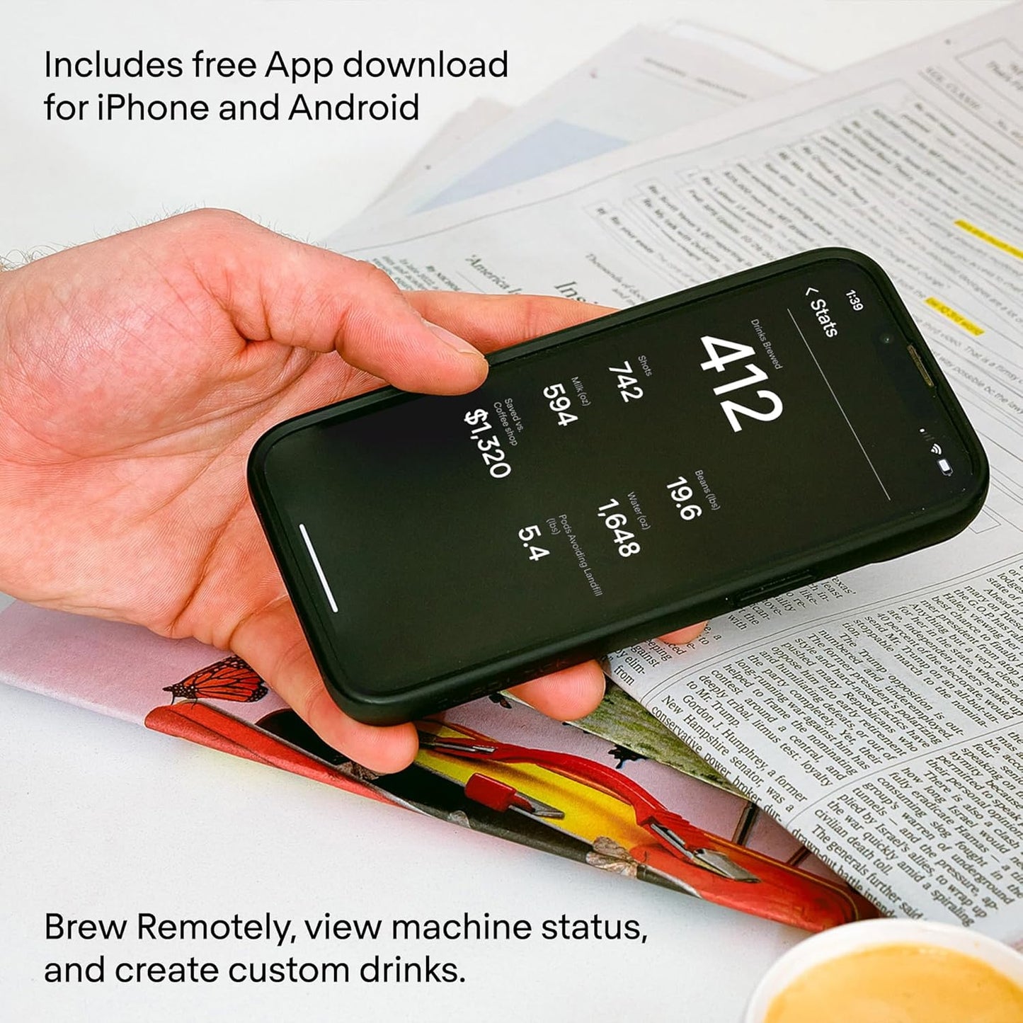 Terra Kaffe Super Automatic Espresso Machine - App-Enabled Coffee Machine - Auto Wake & Sleep - All Milk Types - Roaster-Approved Espresso Settings - Cappuccino Machines for Home - White TK-02