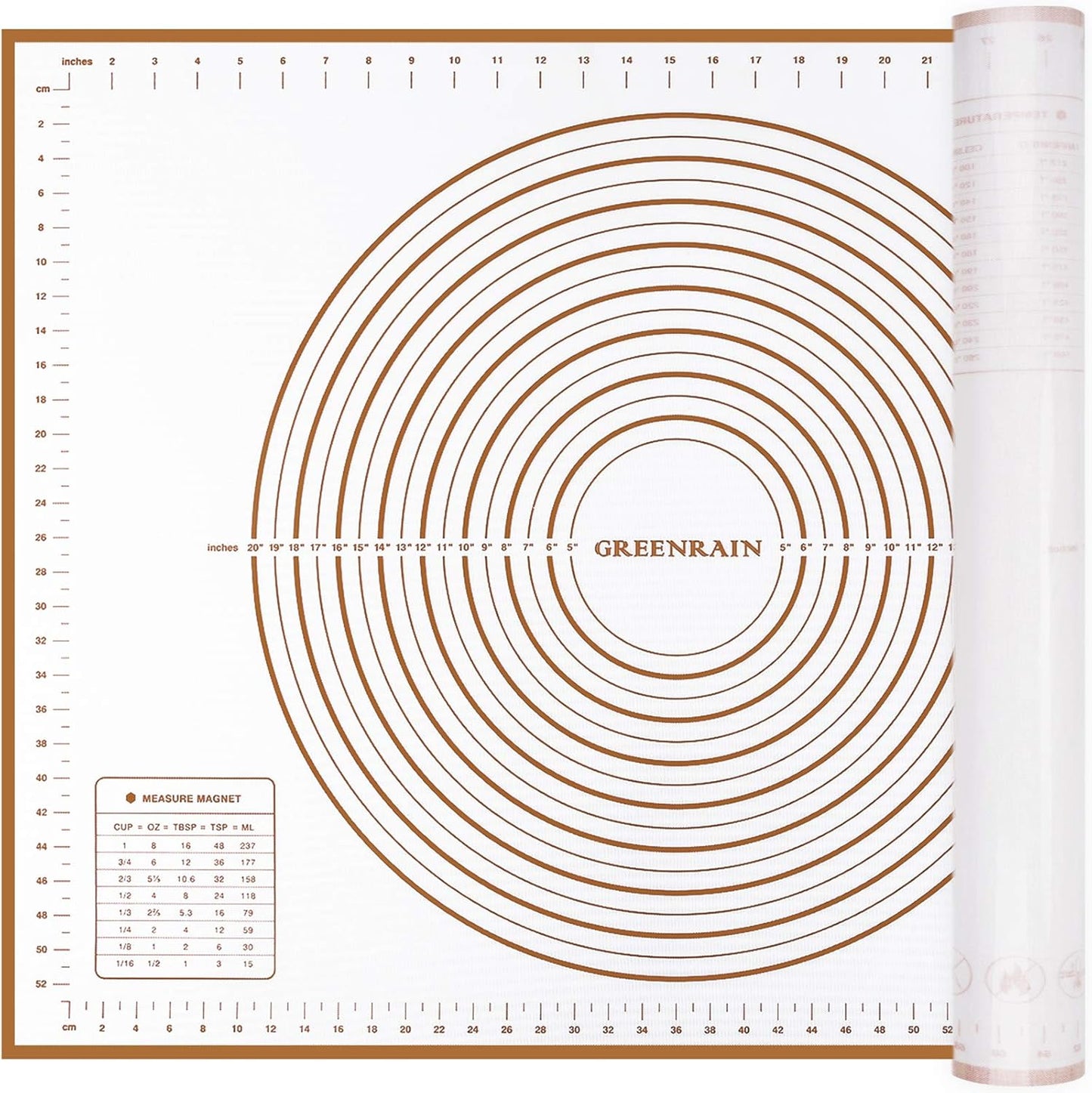 Silicone Pastry Mat Extra Thick Large Non Stick Baking Supplies Kitchen Counter Cooking Rolling Dough Sheet Pie Crust Sourdough Bread Oven Liner with Measurement (XXL-24''(W)*32''(L), 3#Gold)