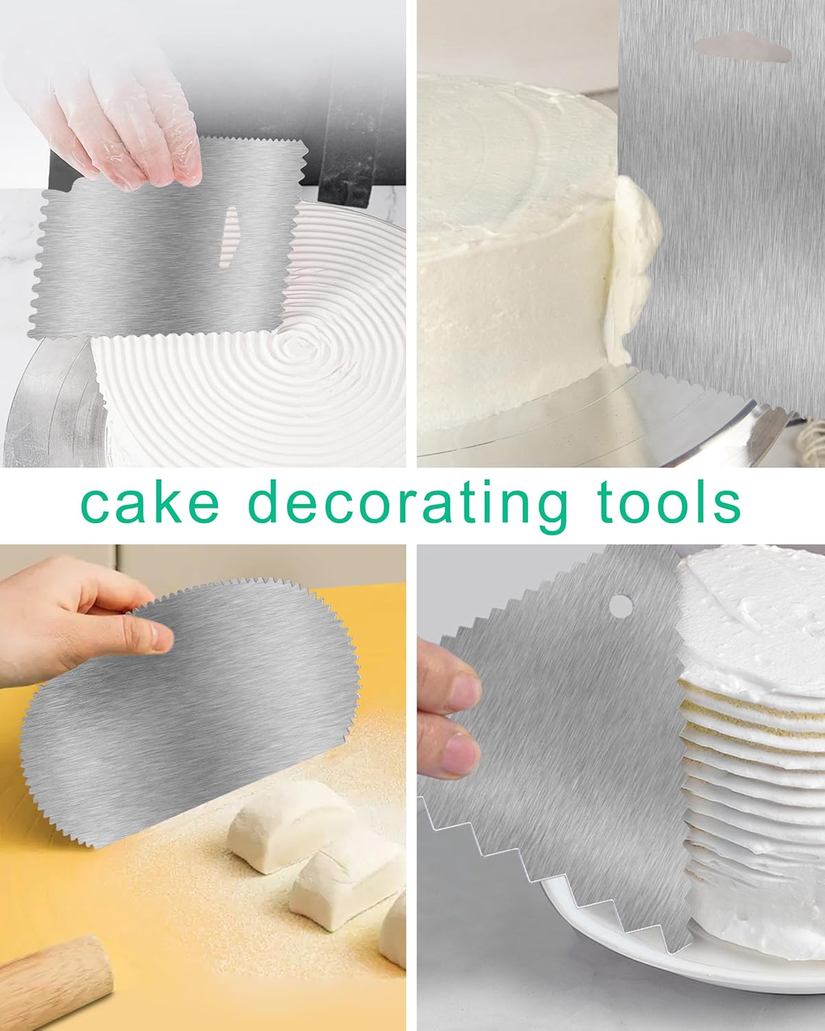 New 6pcs Cake Scraper 430 stainless Decorating Comb and Icing Smoother