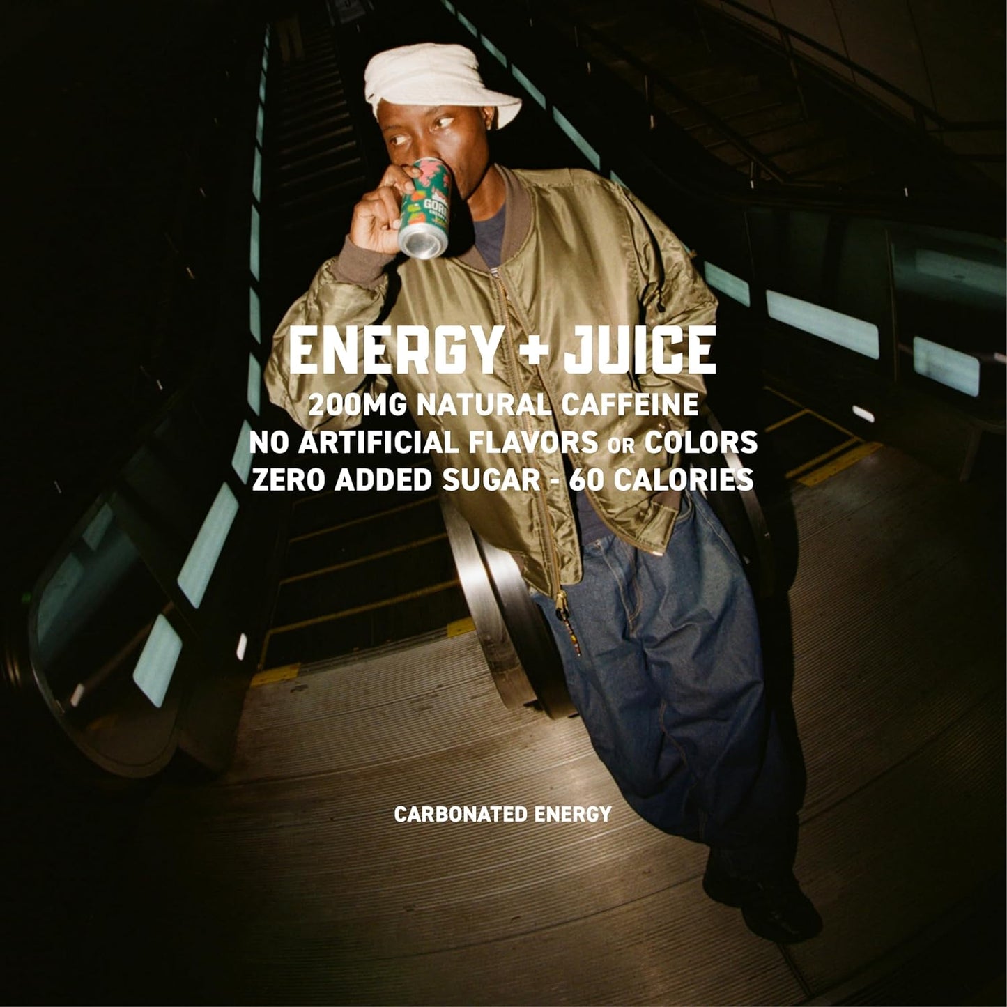 Gorilla Energy Drink, Kiwi Strawberry, 200mg Natural Caffeine, Real Fruit Juice Squeezed & Concentrated, L-Theanine, Taurine, Ginseng, Acetyl L-Carnitine, No Added Sugar and No Artificial Colors, 12 Pack