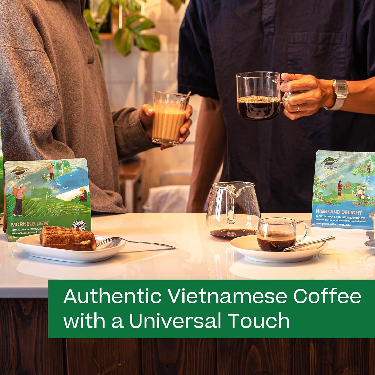 Conihat Whole Bean Coffee - 100% Vietnamese Premium Arabica, Medium Roast, Fruity, Caramel & Hazelnut Notes, Rich & Smooth, Low Acid, Single Origin, Hand-Picked, 8.8 Oz Bag