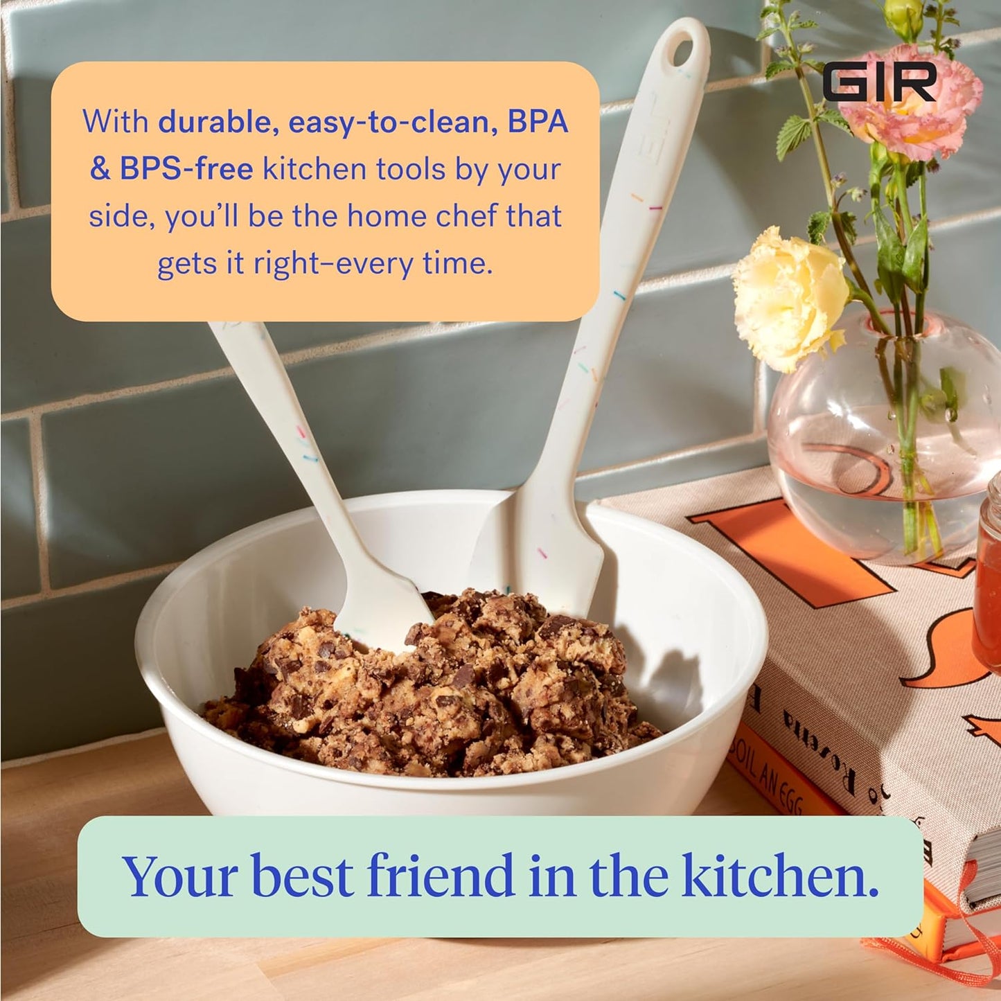 GIR: Get It Right Silicone Cooking Spatula - 11 In Black - Heat Resistant to 425°F - Seamless Nonstick Silicone Cooking Utensils for Kitchen Use & Baking