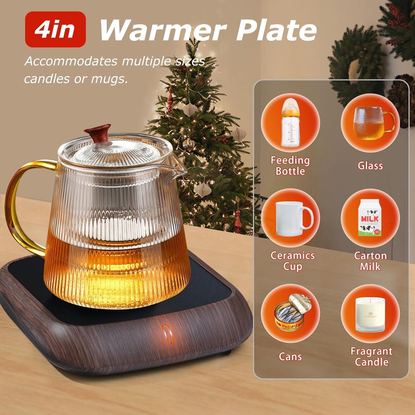 PUSEE Large Candle Warmer Plate with 6H Auto Shut Off, Coffee Mug Warmer with 3 Temp Settings,Wax Candle Warmer Safely Releases Scents Without a Flame,Tea Cup Warmer for Desk in Your Home & Office