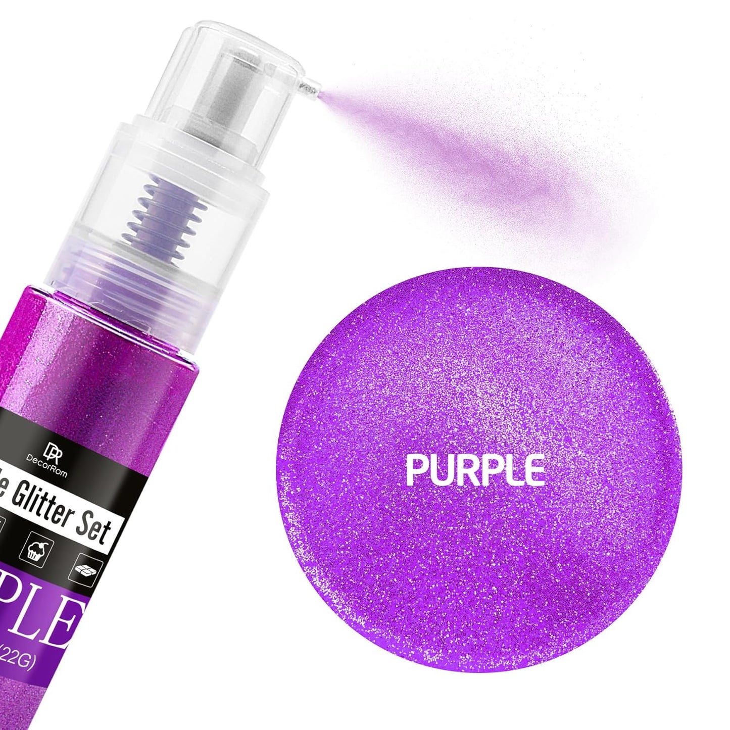 Edible Glitter Spray - 3/4oz Luster Dust Edible Food Grade Glitter Shimmer Dust Powder for Cocktails, Drinks, Cake Decorating - Metallic Food Coloring Powder for Wine, Candy, Cookie, Icing (Purple)