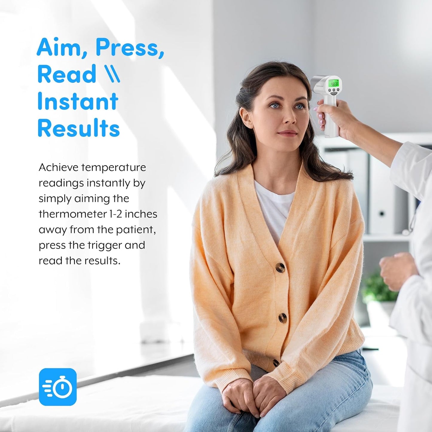 Medical Grade FSA-HSA Eligible Heavy Duty Touchless Infrared Forehead Thermometer, for Adults & Baby Digital Thermometer Gun, 1s Instant Results