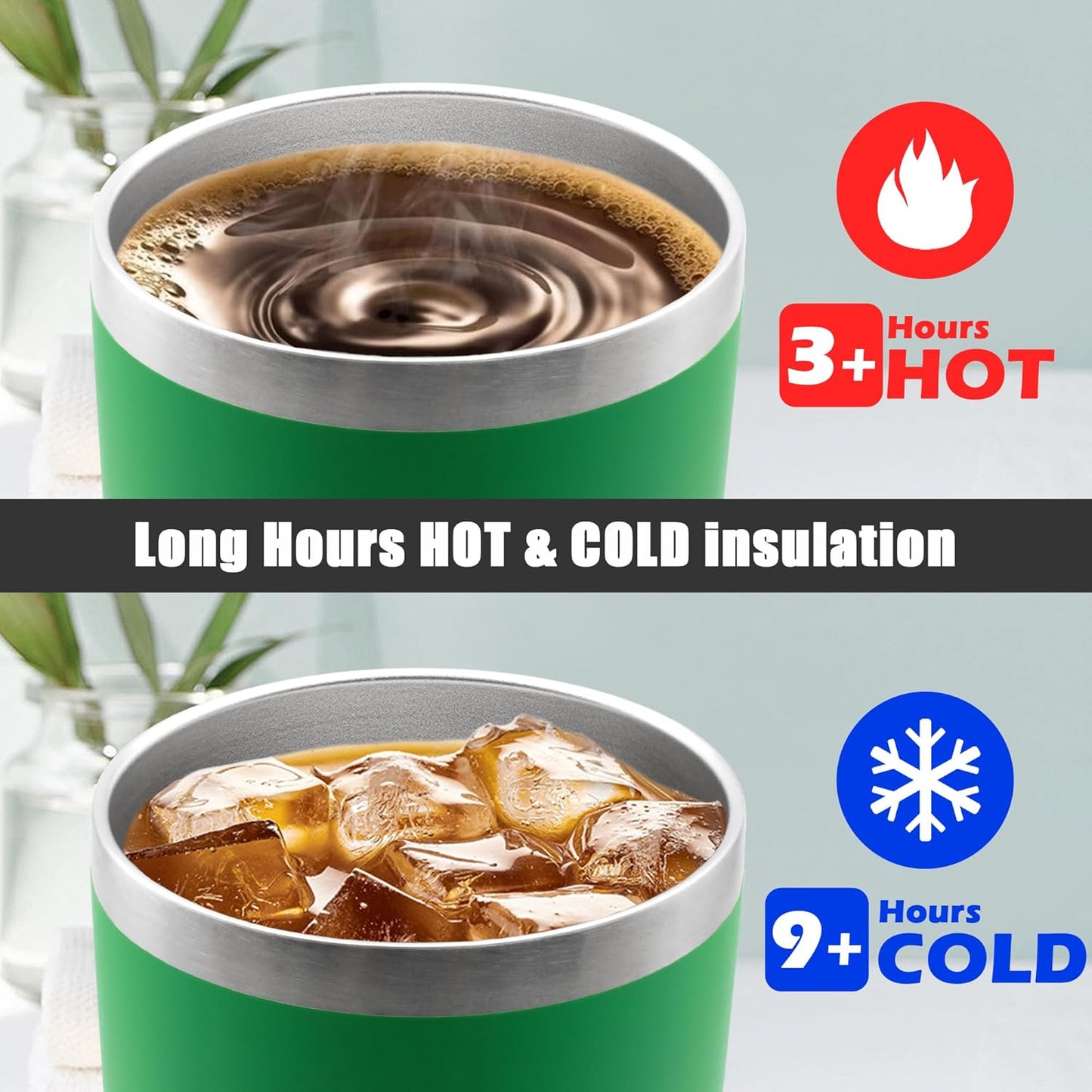 20 oz Tumbler Coffee Tavel Tumblers Bulk with Lid Stainless Steel Double Wall Vacuum Insulated Mug Powder Coated Cups fit Car Cupholder for Hot and Cold - Green, 8Pack