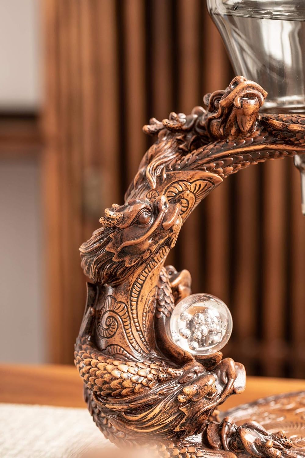 Glass Teapot Set with Infuser Semi Automatic Dragon Tea Set (Walnut teapot)