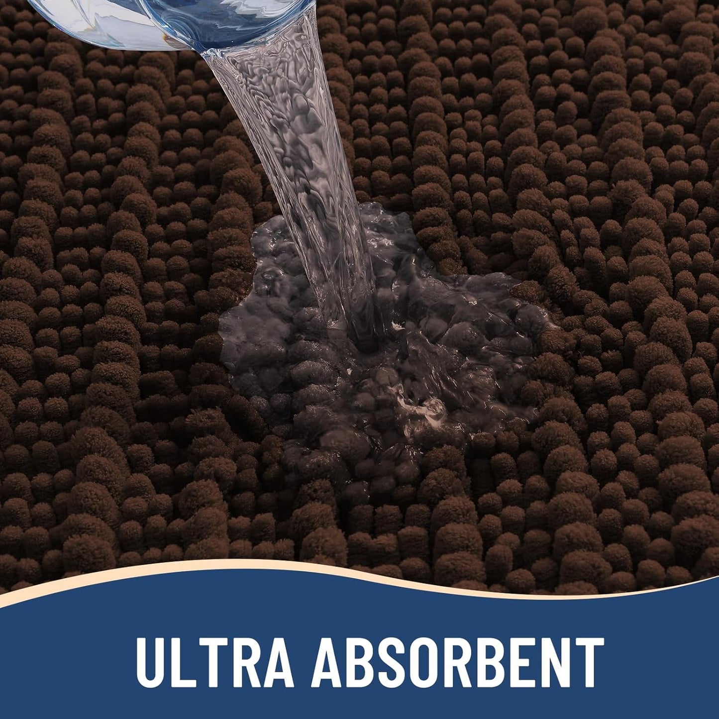 Arotive Luxury Chenille Bathroom Rug Mat, Extra Soft Thick Absorbent Shaggy Bath Rugs, Non-Slip Machine Wash Dry, Plush Bath Mats for Bathroom, Shower and Tub, 60x24, Brown