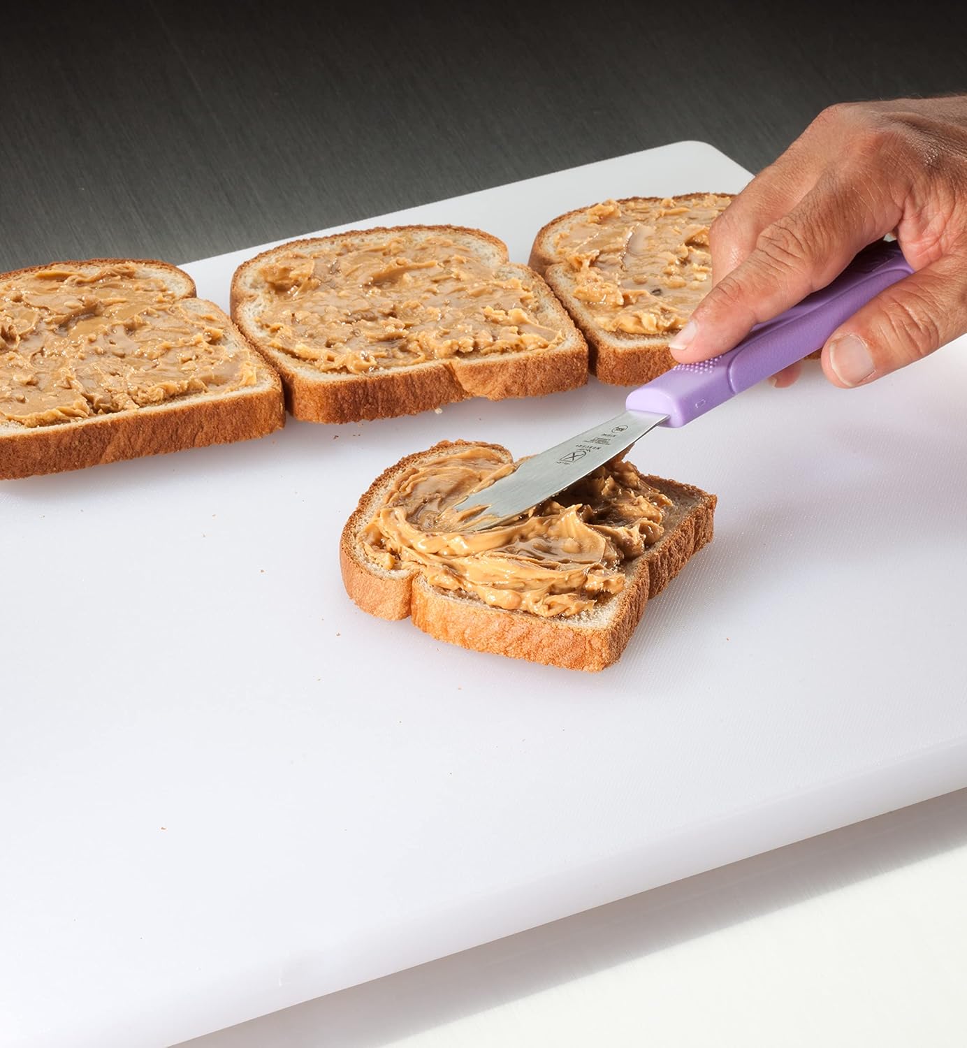 Mercer Culinary Millennia Wavy Edge Spreader, 3.5 Inch Blade, Purple Handle