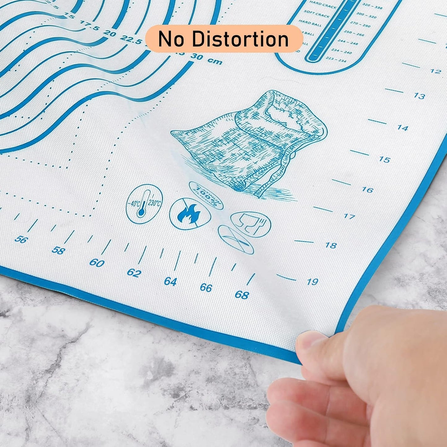 Silicone Baking Mat with Measurements, Pastry Mat for Rolling Dough, Fondant Mat Sheet for Pizza and Cookies, Pie Crust, Oven Liner, Counter Mat, 24''(W)32''(L) Blue