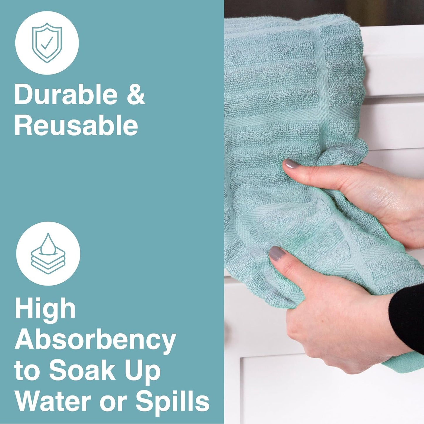All-Clad Solid Kitchen Towel: Highly Absorbent - 100% Cotton, 17"x30" Towel for Cleaning & Drying Dishes, Glassware, or Countertops, 1-Pack, Rainfall