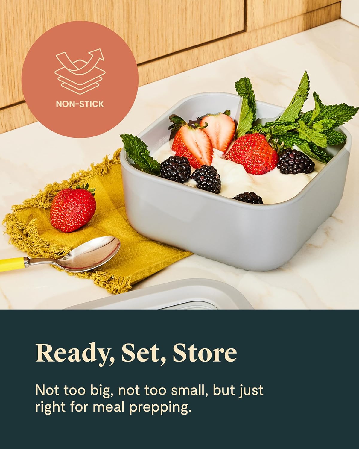 Caraway 2pc Glass Food Storage Set - 4.4 Cup Food Containers (2) - Ceramic Coated - Non Toxic, Non Stick Lunch with Lids - Dishwasher, Oven, & Microwave Safe - Perracotta