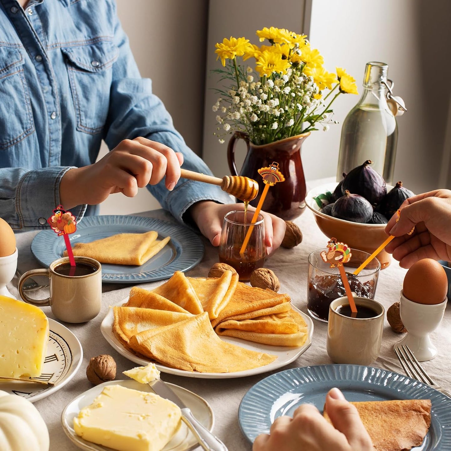 30 Pcs Thanksgiving Drink Stirrers Acrylic Turkey Coffee Stirrers Swizzle Sticks Fall Cocktail Swizzle Sticks Mixers for Thanksgiving Autumn Party Tea Coffee Bar Supplies