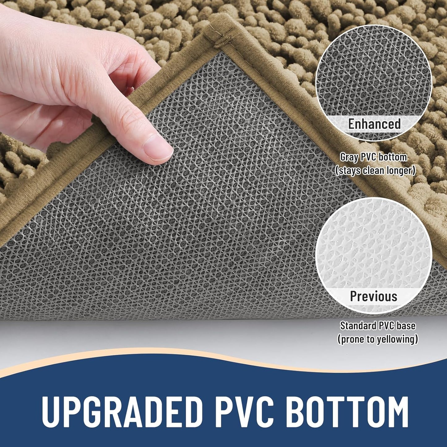 Arotive Luxury Chenille Bathroom Rug Mat, Extra Soft Thick Absorbent Shaggy Bath Rugs, Non-Slip Machine Wash Dry, Plush Bath Mats for Bathroom, Shower and Tub, 60x24, Camel